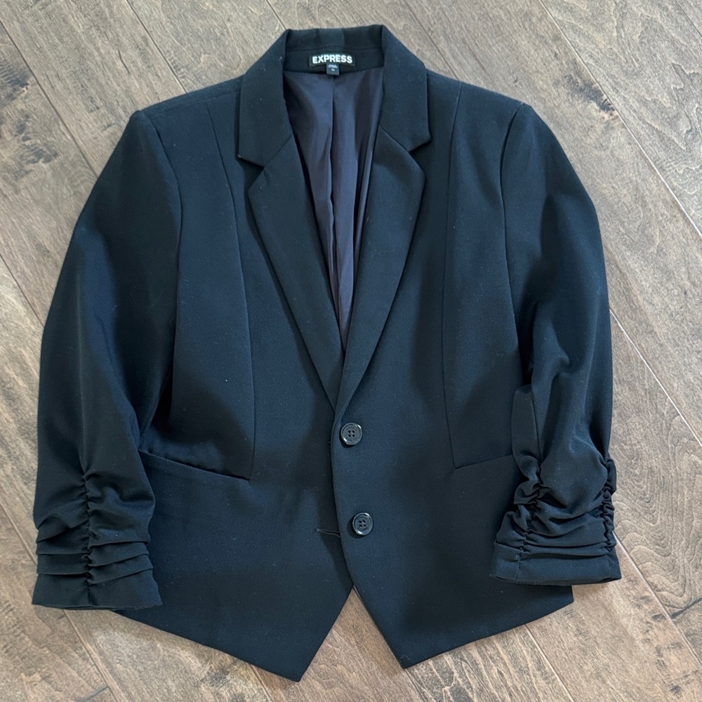 Express Women's Classic Black Ruched Blazer